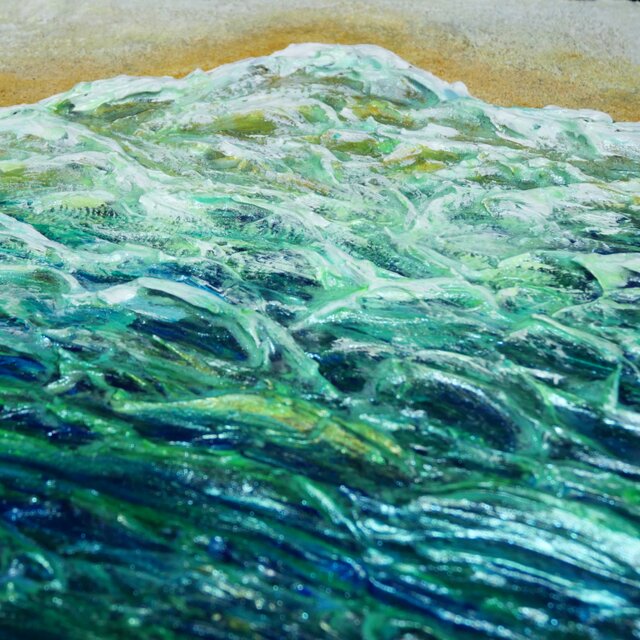 油絵【エメラルドグリーンの海】 | iichi 日々の暮らしを心地よくする