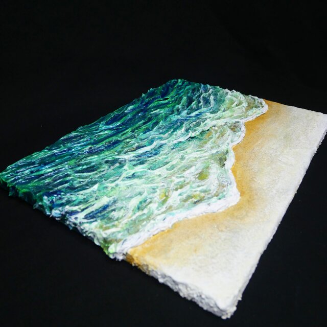 油絵【エメラルドグリーンの海】 | iichi 日々の暮らしを心地よくする