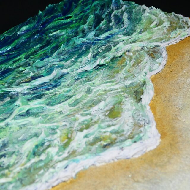 油絵【エメラルドグリーンの海】 | iichi 日々の暮らしを心地よくする
