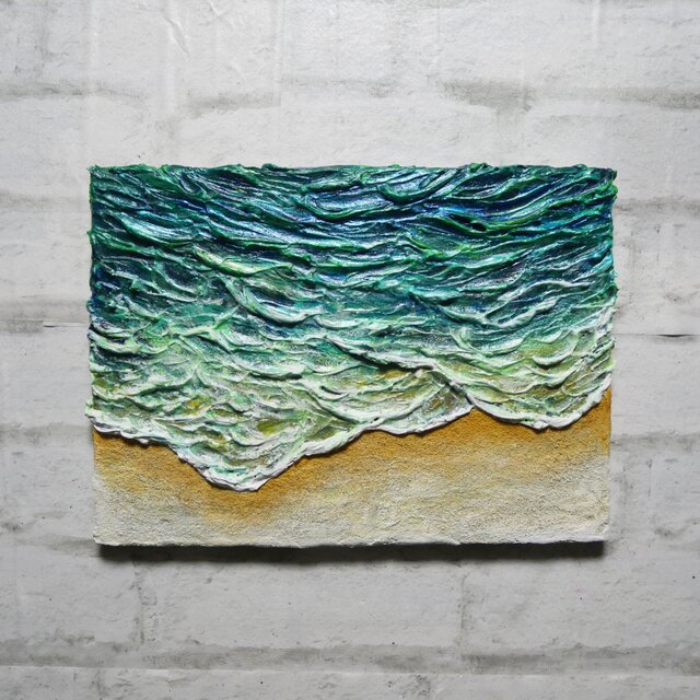 油絵【エメラルドグリーンの海】 | iichi 日々の暮らしを心地よくする