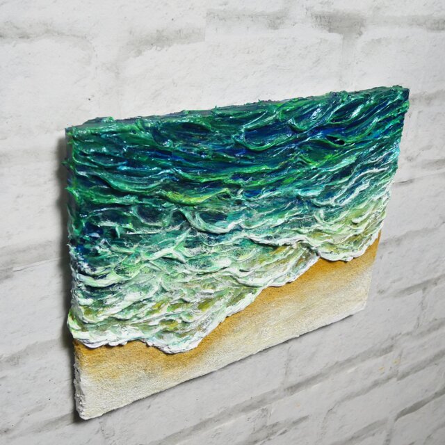油絵【エメラルドグリーンの海】 | iichi 日々の暮らしを心地よくする