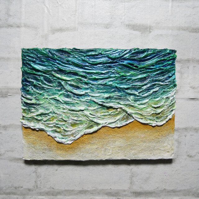 油絵【エメラルドグリーンの海】 | iichi 日々の暮らしを心地よくする