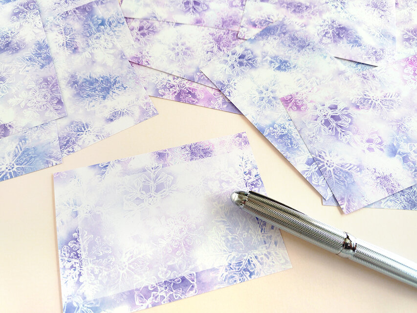 パープルの雪の結晶メモ　3色×8柄（24枚）のコピー
