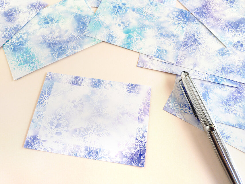 ブルーの雪の結晶メモ　3色×8柄（24枚）のコピーのコピー