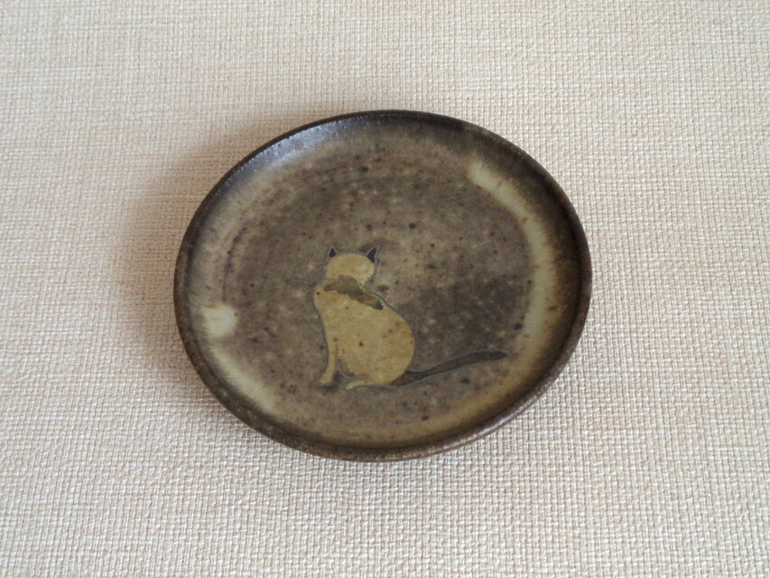 丸皿（銀彩猫a）