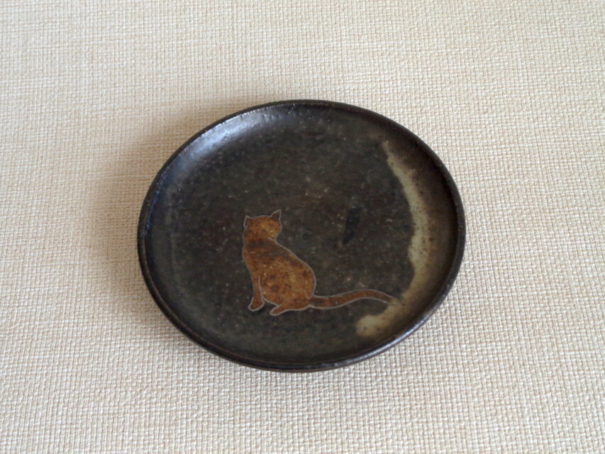 丸皿（銀彩猫c）