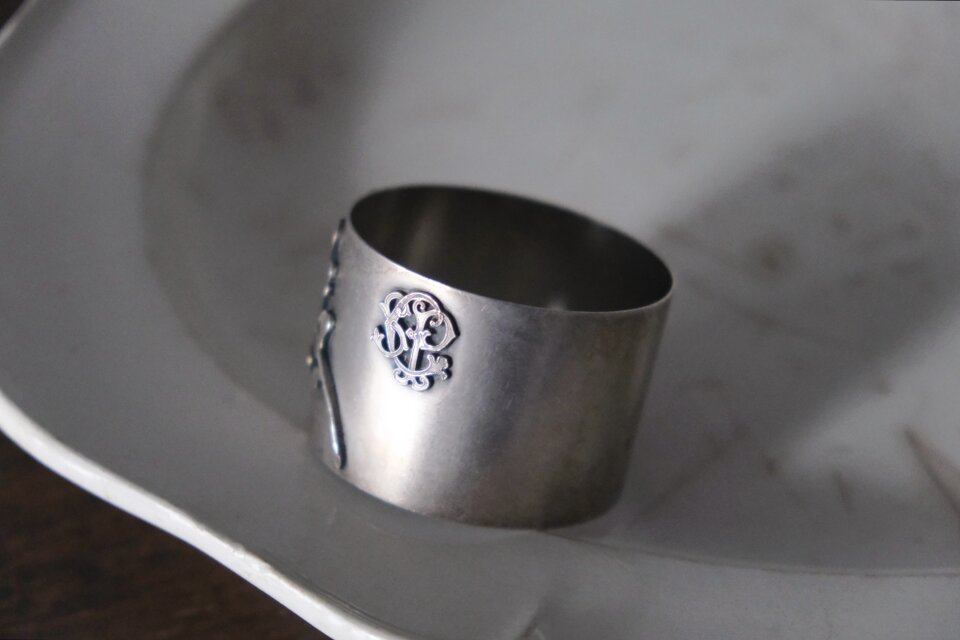 ナプキンリング クローバー モノグラム シルバー フランス