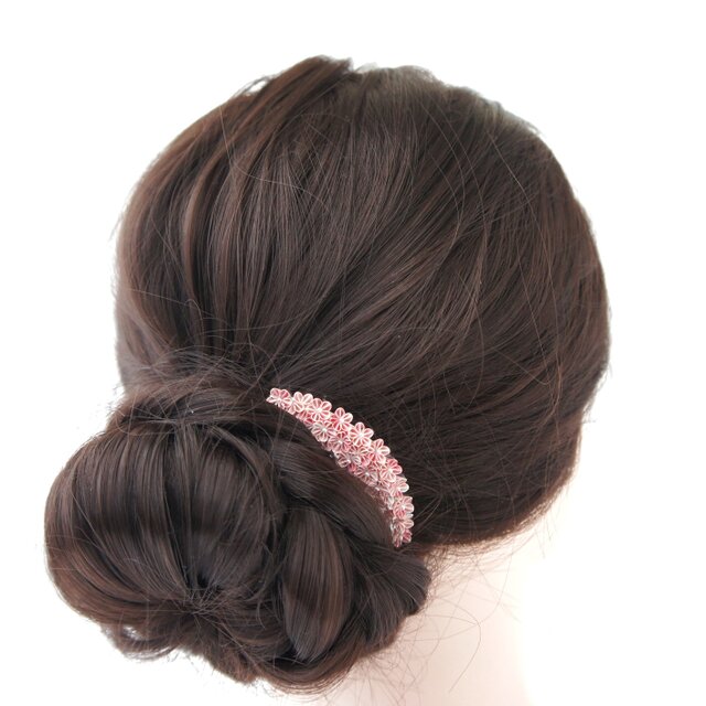 ヘアコーム 「 春桜と木もれ日 」  つまみ細工 入学式 卒業式 結婚式 フォーマル 和装 着物 ピンク色 春色