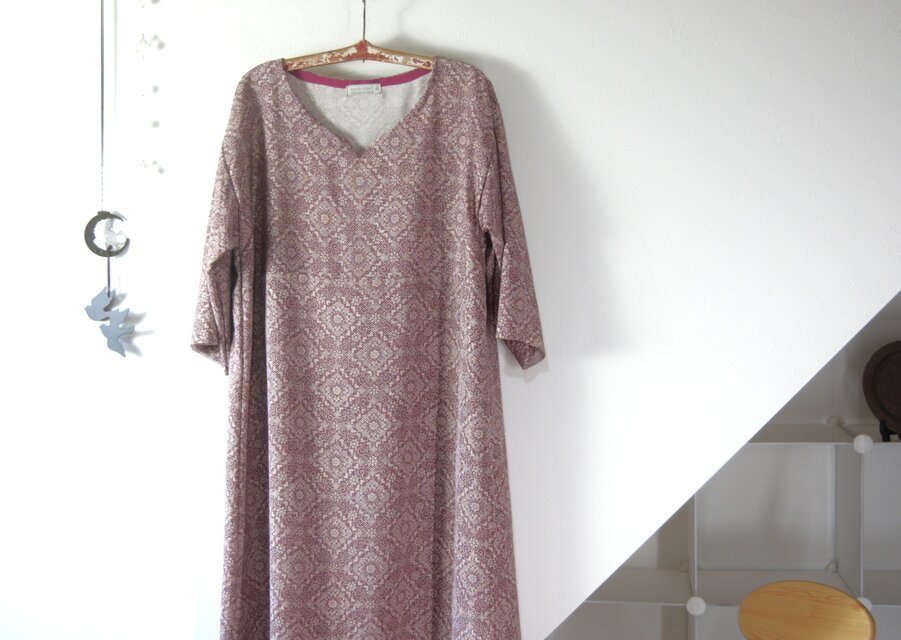 菱模様のワンピース【sara-nari】着物リメイク