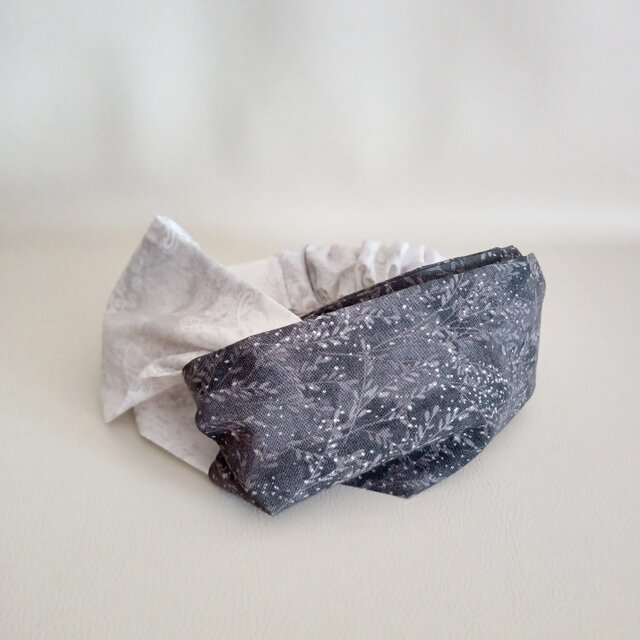 クロスタイプのヘアバンド　ターバン　ラメグレーボタニカル　29