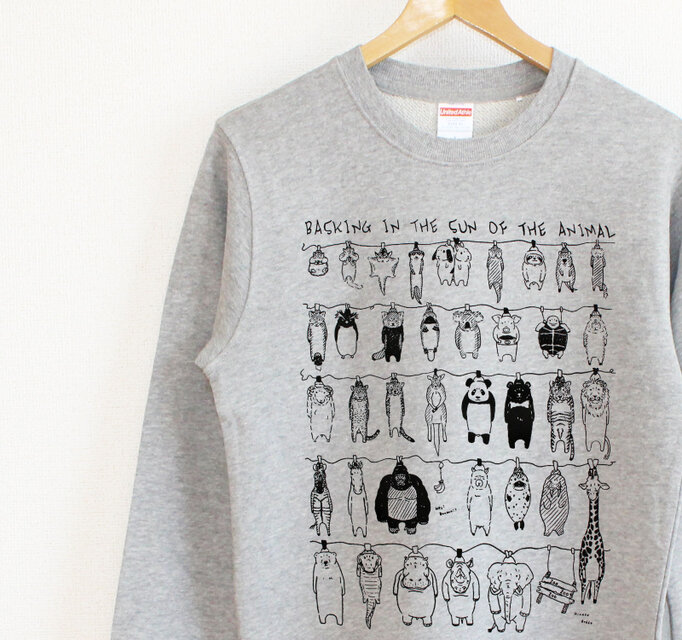 いろんな動物のひなたぼっこ　スウェット（gray）