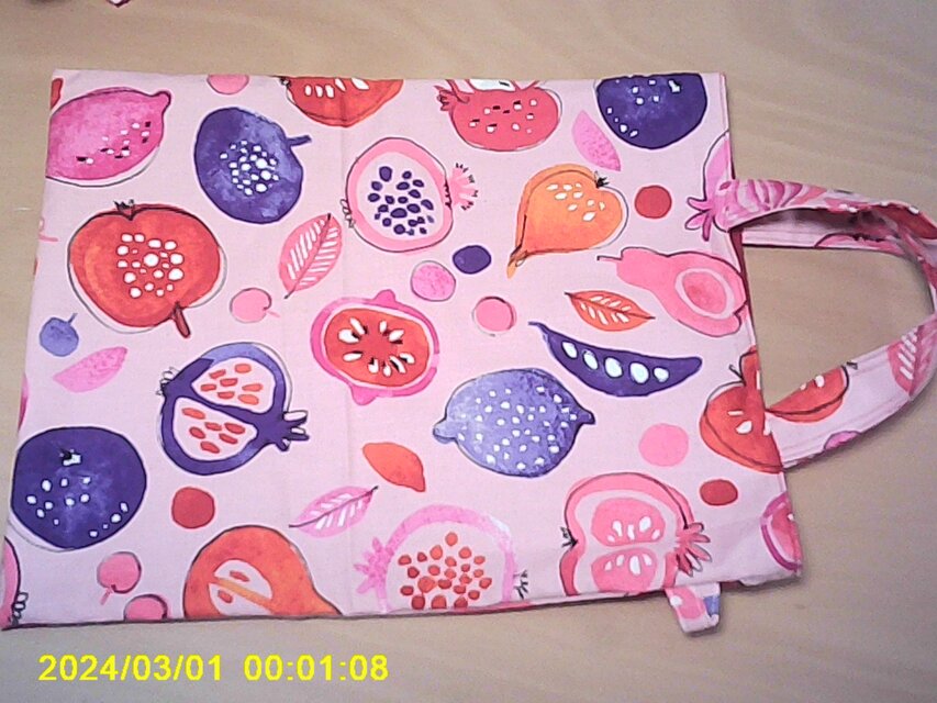 A４サイズすっぽり・・健康診断・補助バック・綿麻キャンパス生地の手提げ