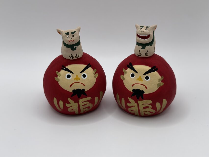 月桃シーサーだるま（ペア）