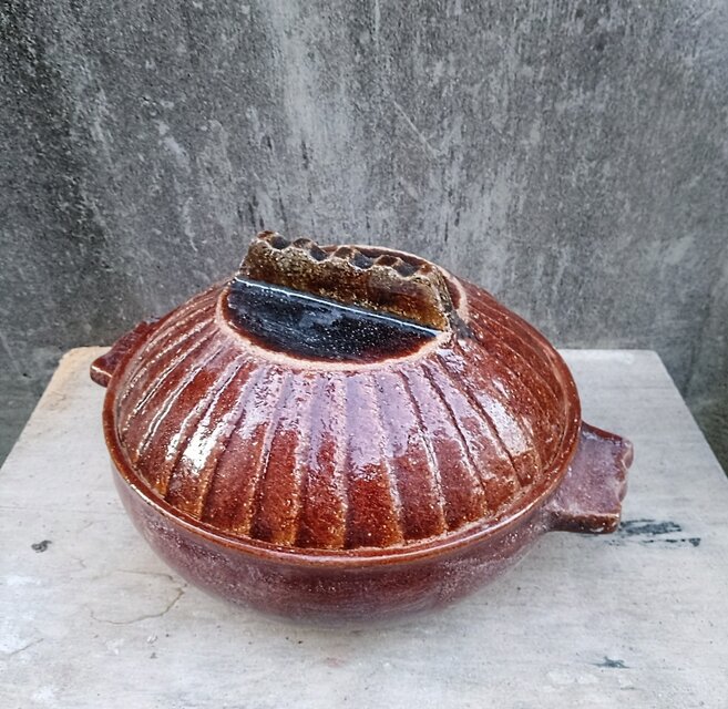 台湾製　ハンドメイド　土鍋 台湾製 ハンドメイド 青い陶器製土鍋