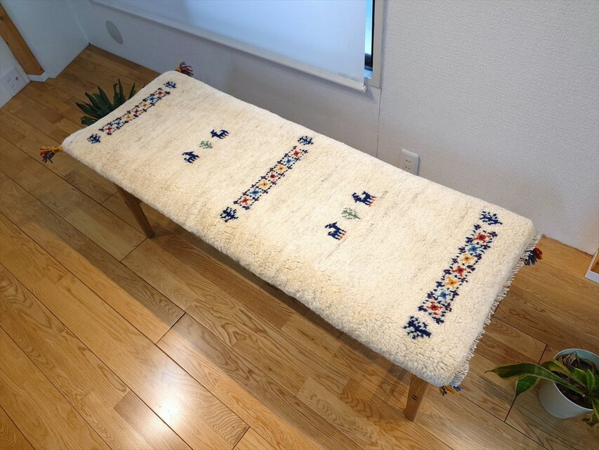 ペルシャ　ギャッベ ミニランナー　ラグ　120x45cm　ヤギ　生命の木　パネル　RJ15857