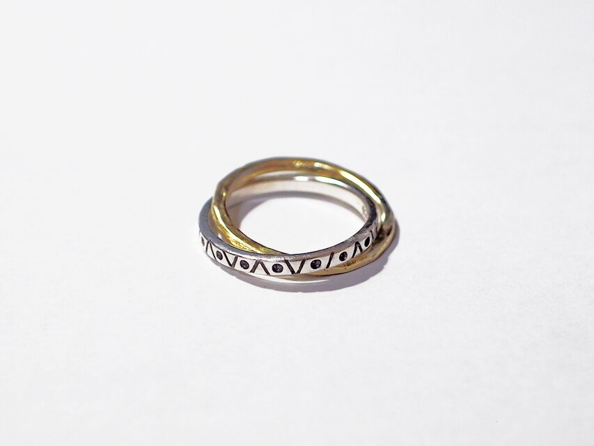 シルバー925と真鍮の２連リング