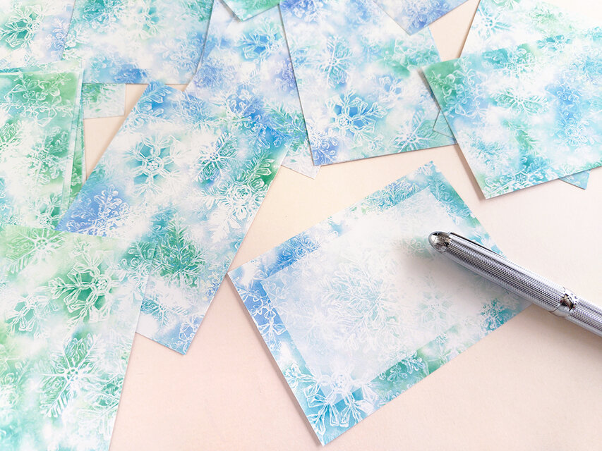 ブルーグリーンの雪の結晶メモ　3色×8柄（24枚）のコピーのコピーのコピー