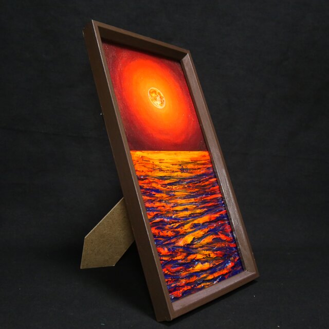 油絵 油彩 油彩画 絵 絵画 長方形ミニ絵画【神秘的な夜】 油絵 長方形ミニ