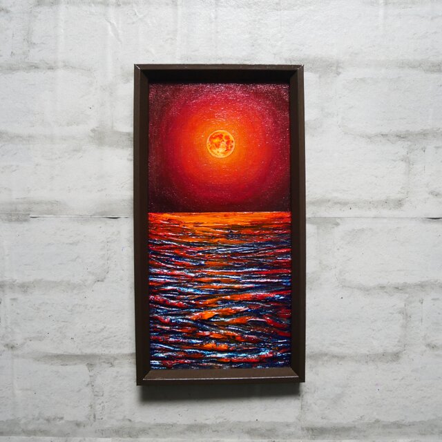 油絵 油彩 油彩画 絵 絵画 長方形ミニ絵画【神秘的な夜】 油絵 長方形ミニ絵画【神秘的な夜】 | iichi 日々の暮らしを心地よく