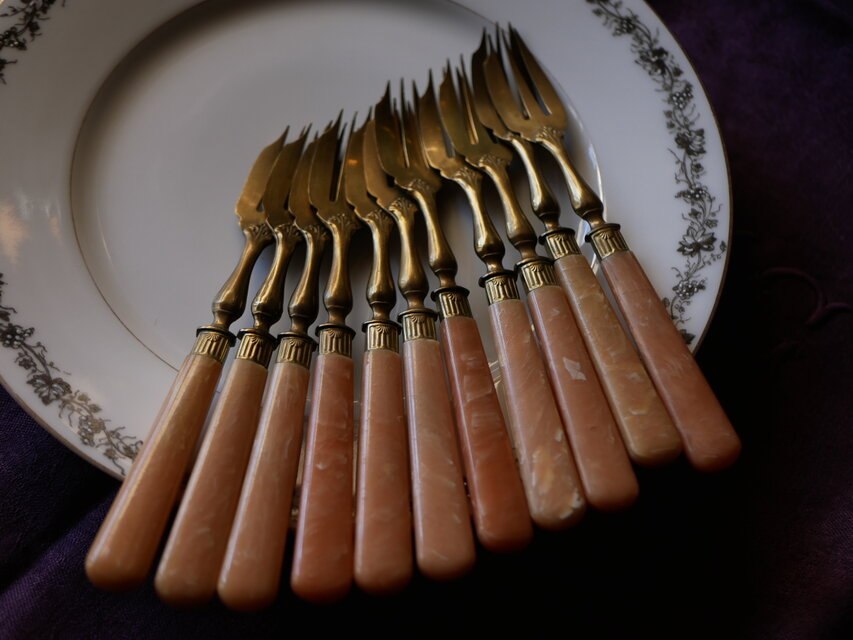 アンティークカトラリー デザートフォーク シェルデザイン フランス