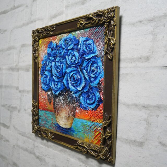 油絵【青い薔薇】 | iichi 日々の暮らしを心地よくするハンドメイドや