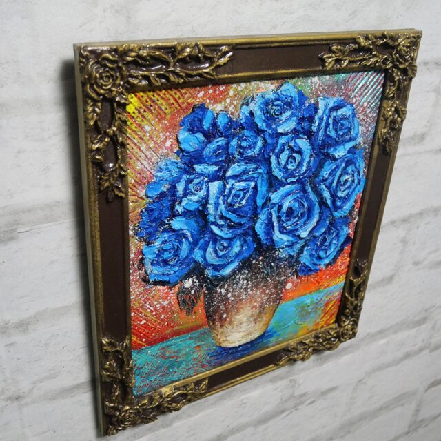 油絵【青い薔薇】 | iichi 日々の暮らしを心地よくするハンドメイドや