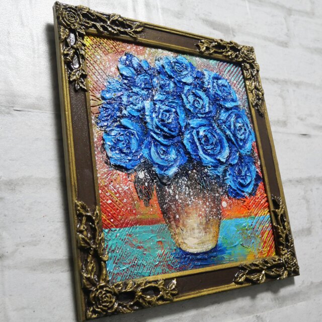 油絵【青い薔薇】 | iichi 日々の暮らしを心地よくするハンドメイドや