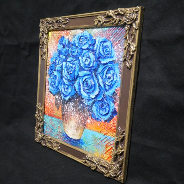 油絵【青い薔薇】 | iichi 日々の暮らしを心地よくするハンドメイドや