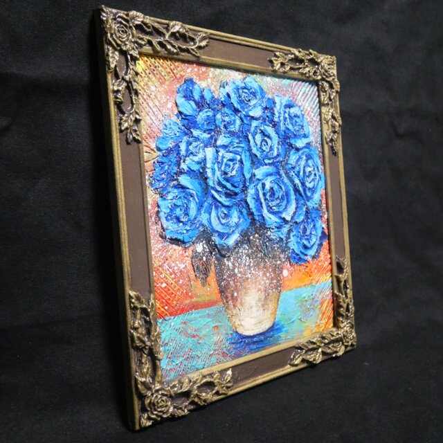 油絵【青い薔薇】 | iichi 日々の暮らしを心地よくするハンドメイドや