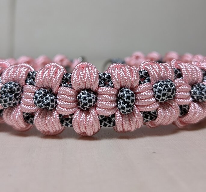 パラコード首輪 ハーフチョークチェーンタイプ 花柄 大型犬用 お揃いの