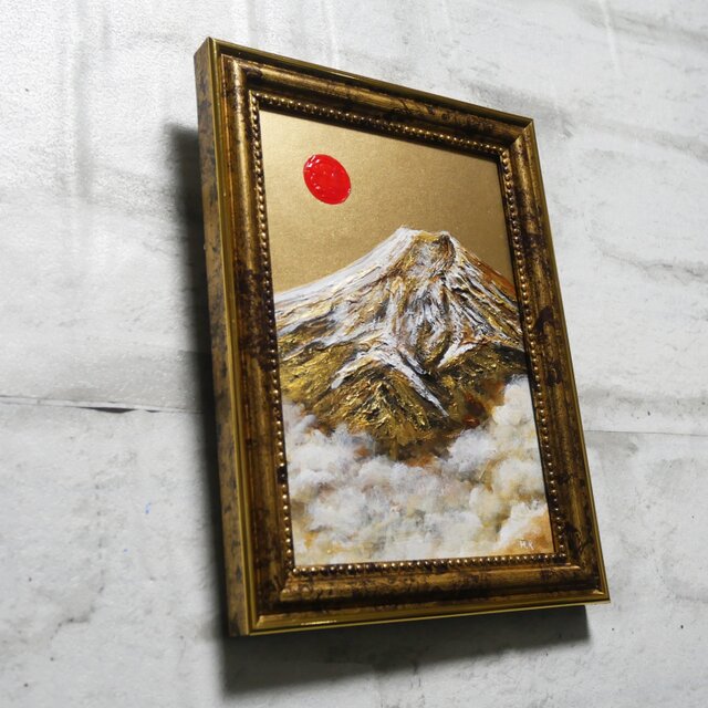 油絵 ミニ絵画【金色の霊峰】 油絵 ミニ絵画【金色の霊峰】 | iichi 日々の暮らしを心地よくする