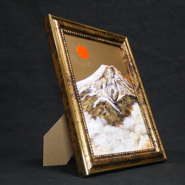 油絵 ミニ絵画【金色の霊峰】 | iichi 日々の暮らしを心地よくする