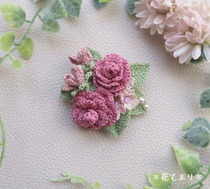 レース編み 小さな薔薇のブローチ～rose pink～ | iichi 日々の暮らし