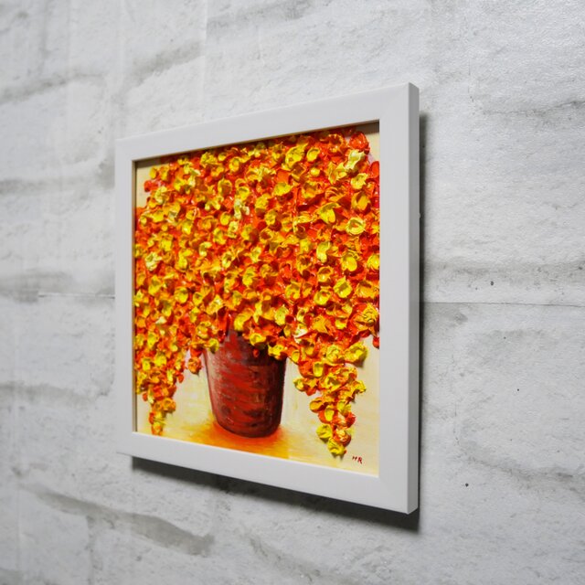 油絵 ミニ絵画【ミモザ】】 | iichi 日々の暮らしを心地よくする