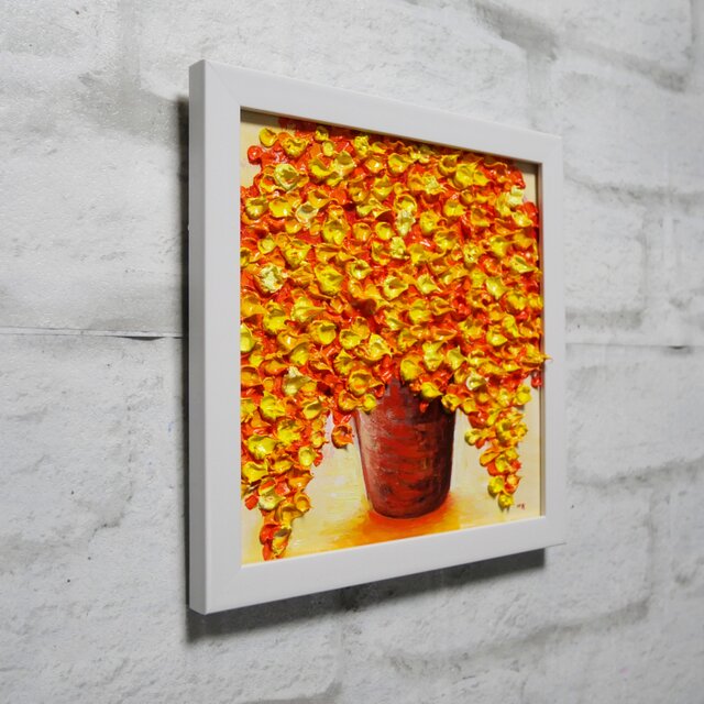 油絵 油彩 油彩画 絵 絵画 ミニ絵画【ミモザ】 油絵 ミニ絵画【ミモザ】】 | iichi 日々の暮らしを心地よくする