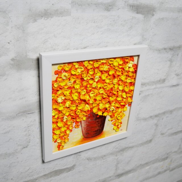 油絵 ミニ絵画【ミモザ】】 | iichi 日々の暮らしを心地よくする