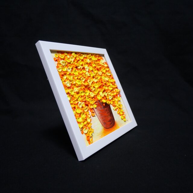 油絵 ミニ絵画【ミモザ】】 | iichi 日々の暮らしを心地よくする