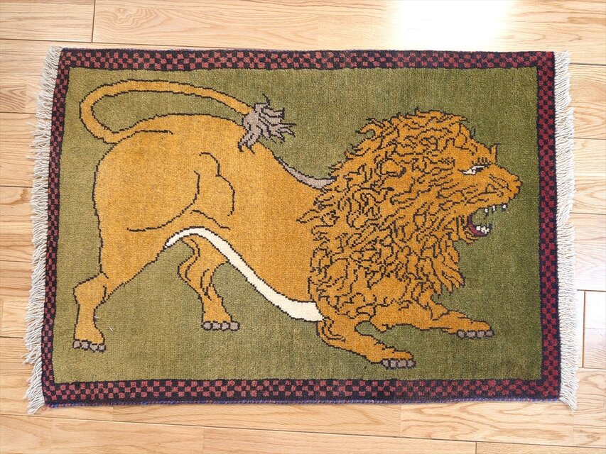 ペルシャ オールドギャッベ アマレバフト 90x60㎝ ライオンギャッベ