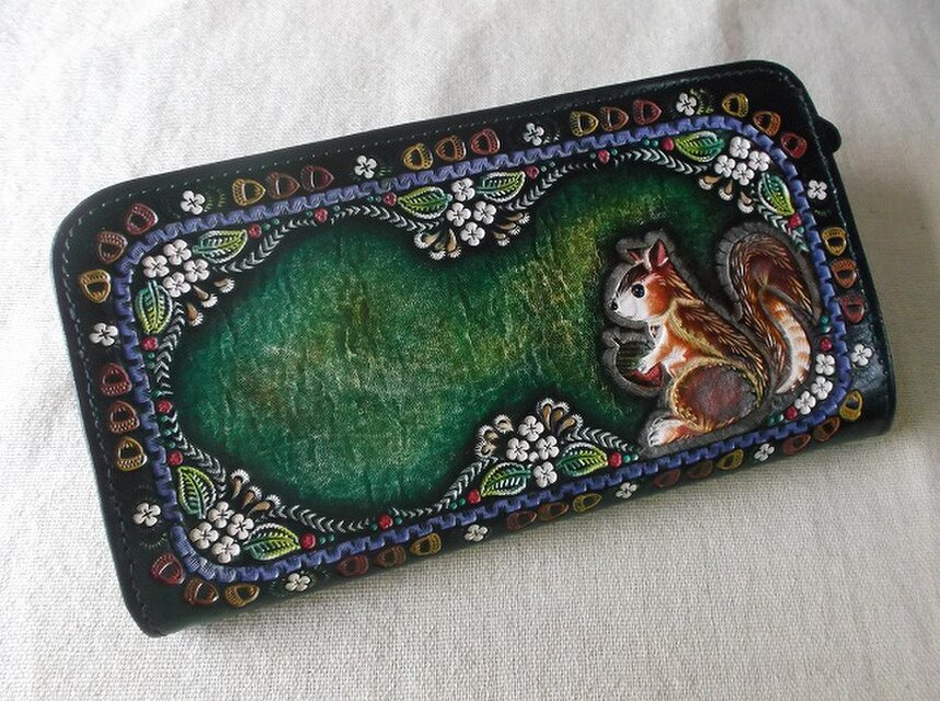 L型ファスナーウォレット レザー 刻印＆拭き染め | iichi 日々の暮らし