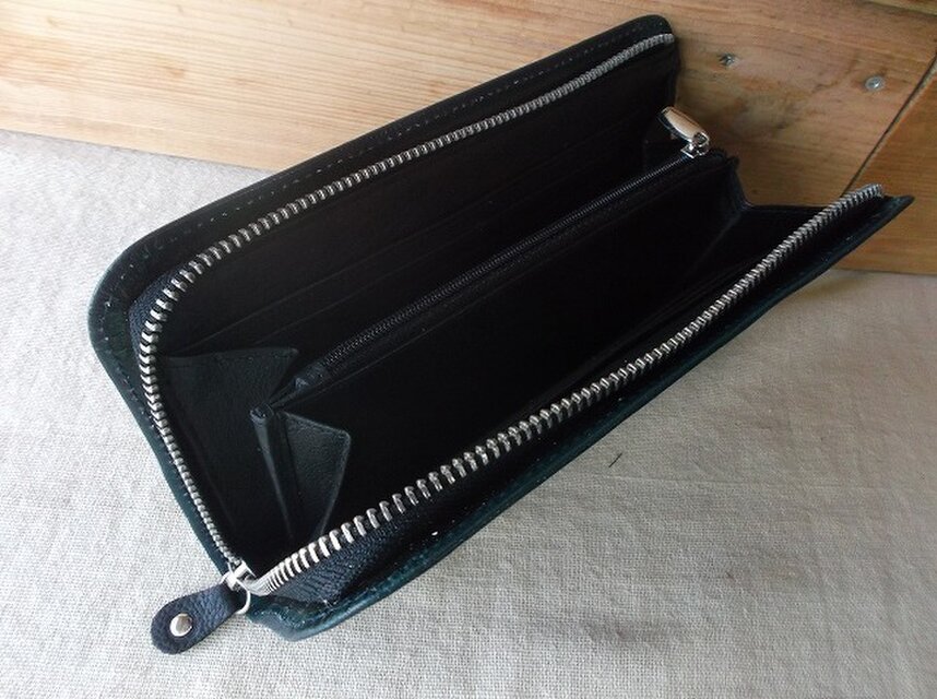 L型ファスナーウォレット レザー 刻印＆拭き染め | iichi 日々の暮らし