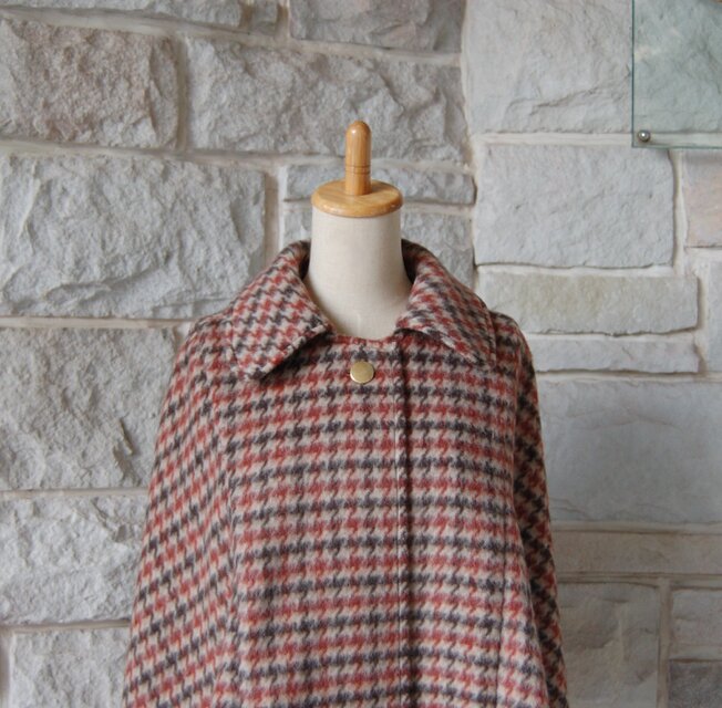 エレガントケープコート】 ロンドンの名探偵 ブラウン系千鳥格子 背