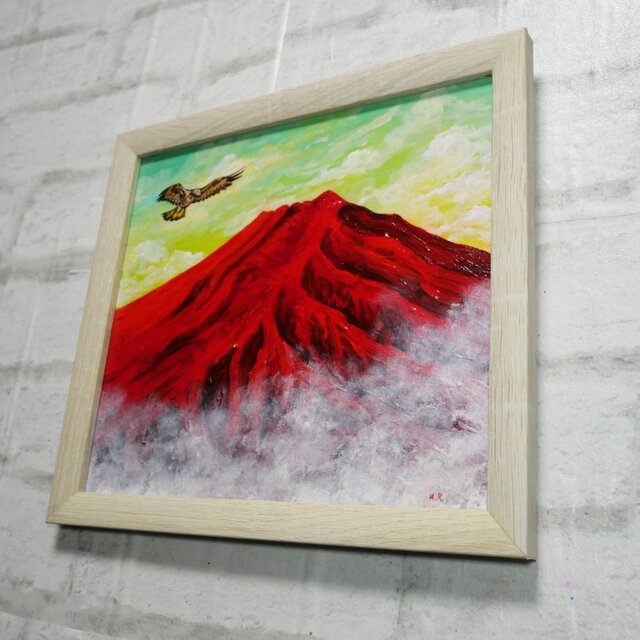 油絵【富士山と鷹】 | iichi 日々の暮らしを心地よくするハンドメイド