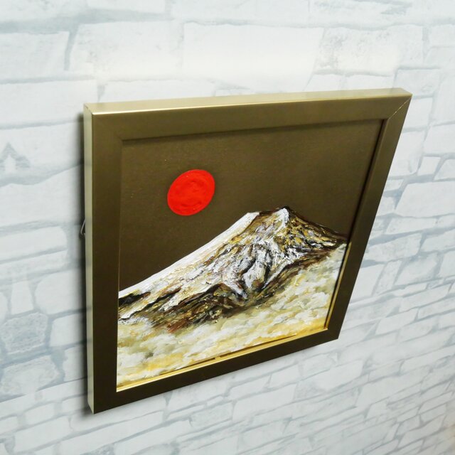 油絵 ミニ絵画【旭日黄金富士】 | iichi 日々の暮らしを心地よくする