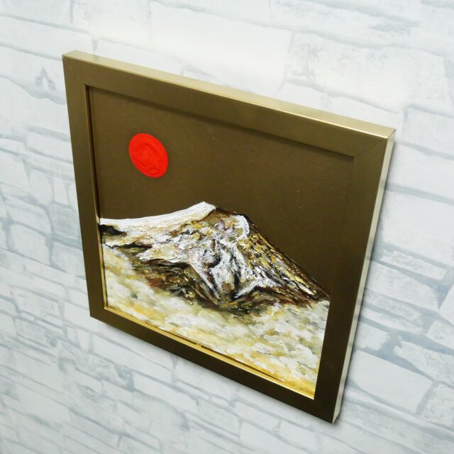 油絵 ミニ絵画【旭日黄金富士】 | iichi 日々の暮らしを心地よくする