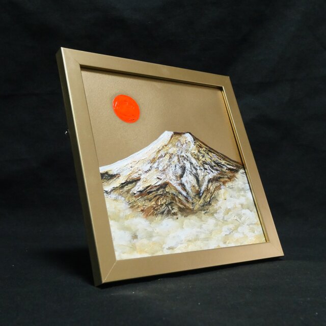 油絵 ミニ絵画【旭日黄金富士】 | iichi 日々の暮らしを心地よくする