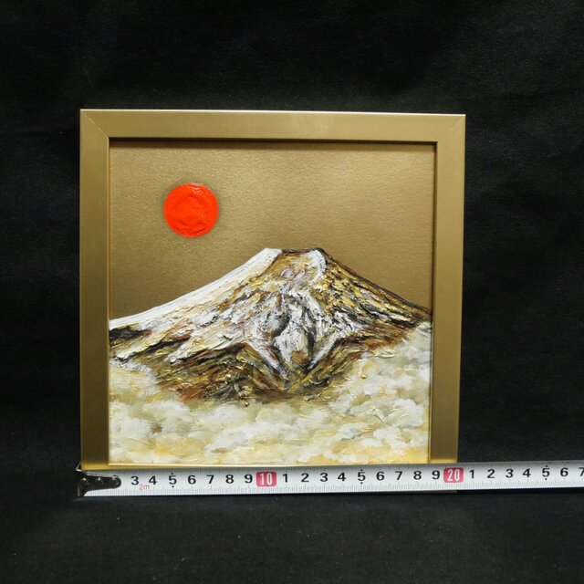 油絵 ミニ絵画【旭日黄金富士】 | iichi 日々の暮らしを心地よくする