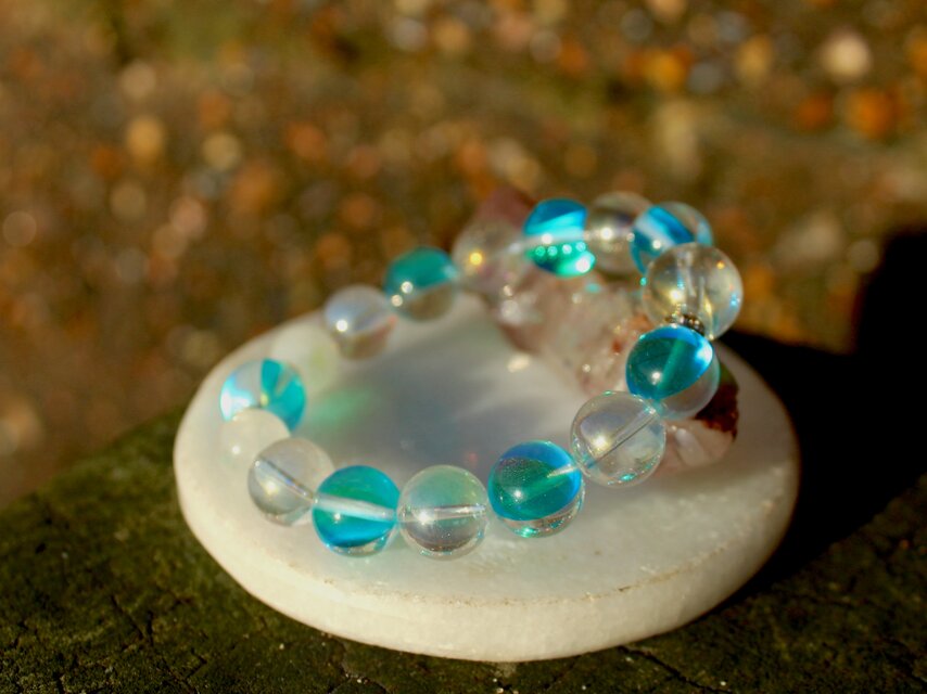 ミスティックオーラクォーツチタニウム アクアブルーレインボー