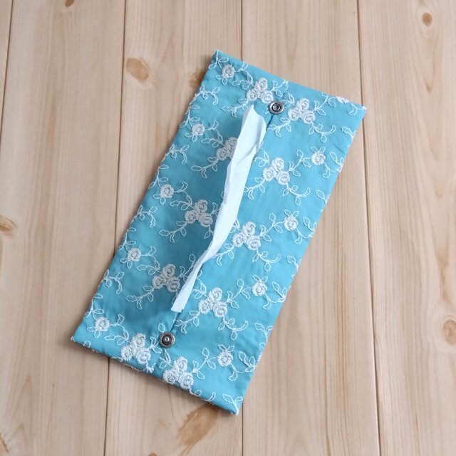 携帯ティッシュケース 花薔薇柄刺繍 BOXティッシュから詰替え