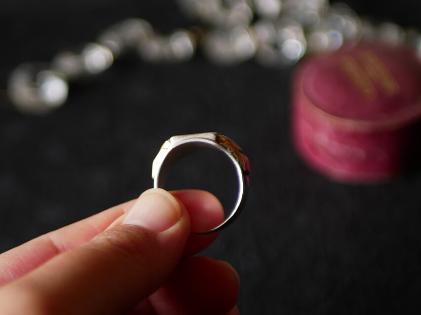 シグネットリング 純銀,K18 シェヴァリエ フランスアンティーク