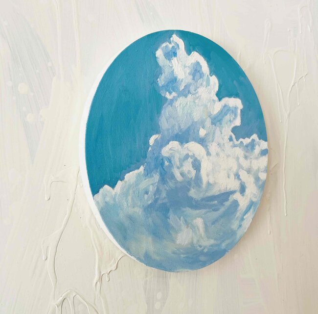 直径30㎝「空 その7」油彩・絵画・原画・丸形・アートパネル | iichi